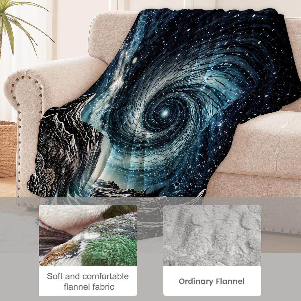 Black and White Mountain Blanket for Galaxy Lovers (50x40 Inch / Mountain)