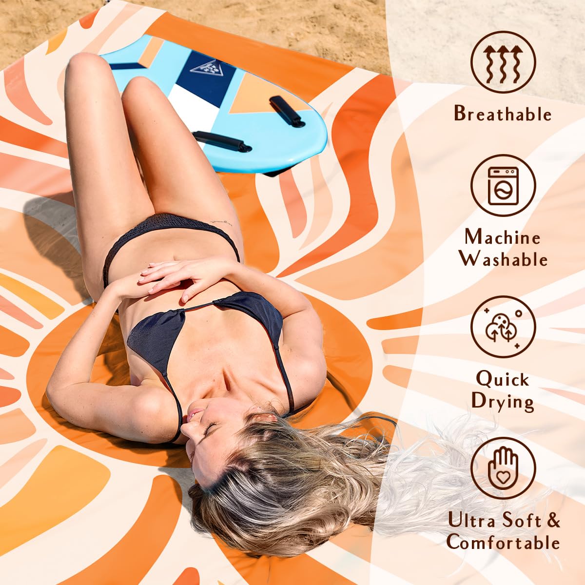 Beach Blanket Waterproof Sandproof (Sun / 120“×108”)