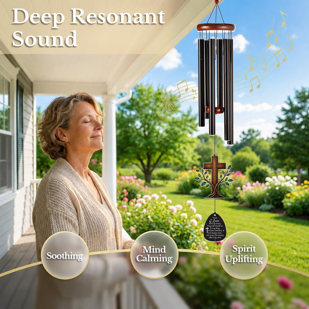 36'' Large Memorial Wind Chimes for Loss of Loved One (Religious)