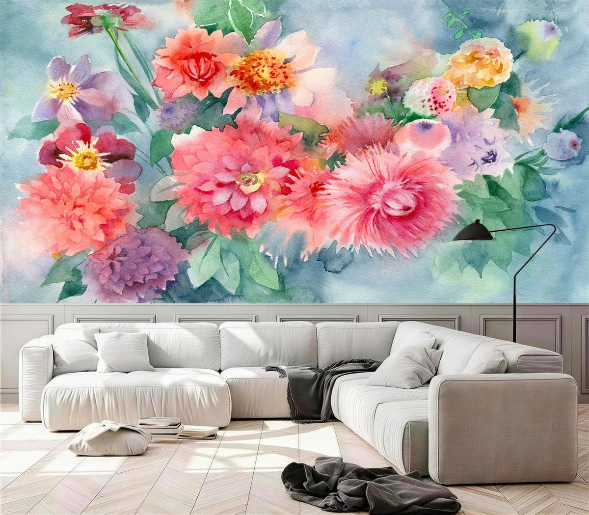 Peel and Stick Wall Mural Wallpaper Floral 136"x96" Decor G18 (G18 / 136" x 96")