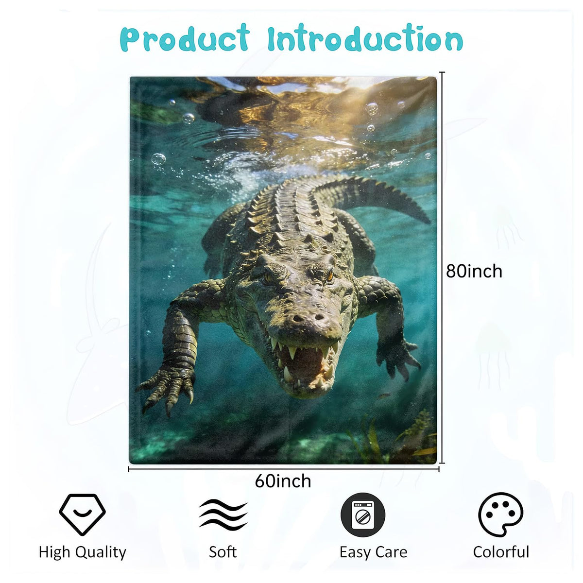 Crocodile Throw Blanket Wildlife Animal Soft Cozy Plush Flannel 60"X80" (Crocodile / 60"X80")