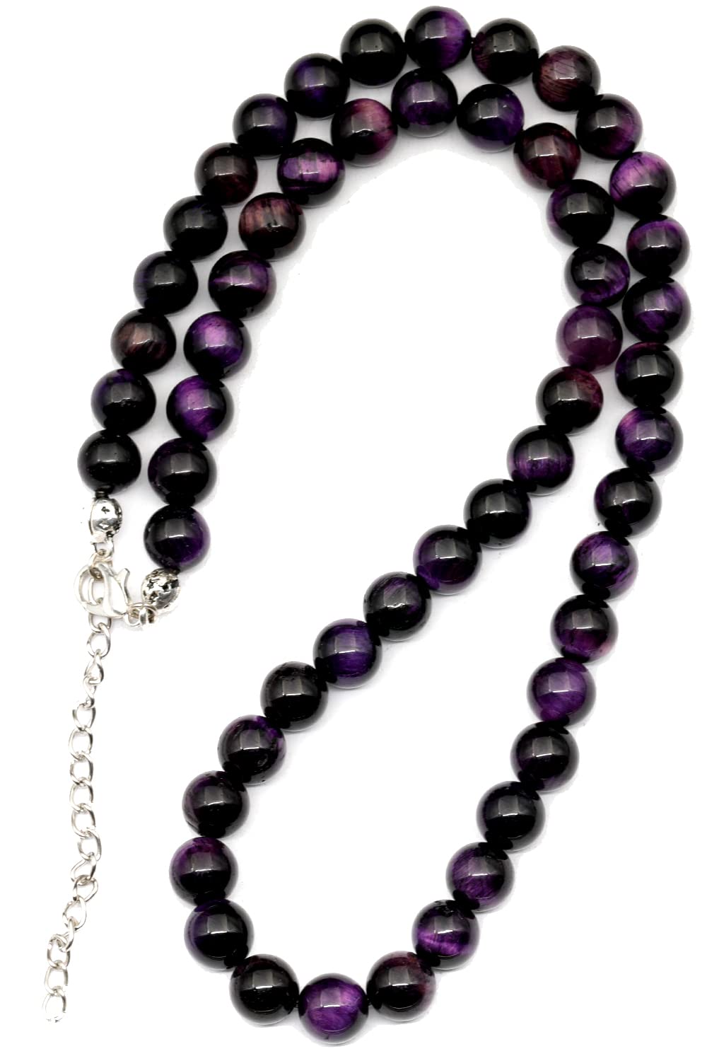 Natural Purple Tiger Eye Beaded Choker Necklace (Purple Tiger Eye / 16 Inches)