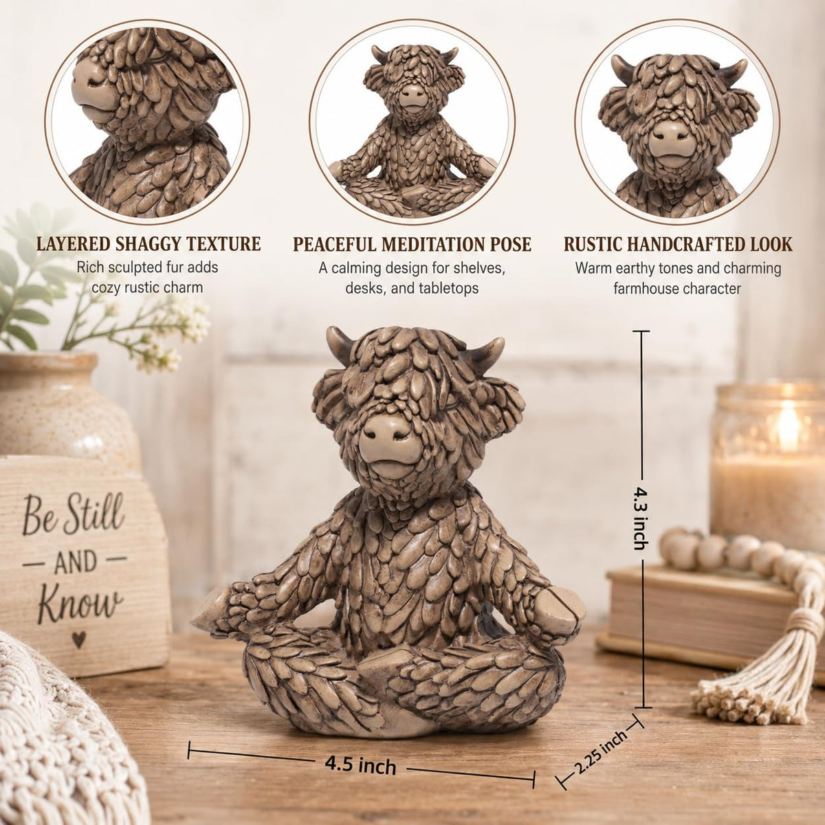 Meditation Highland Cow Figurine (Meditation Cow)