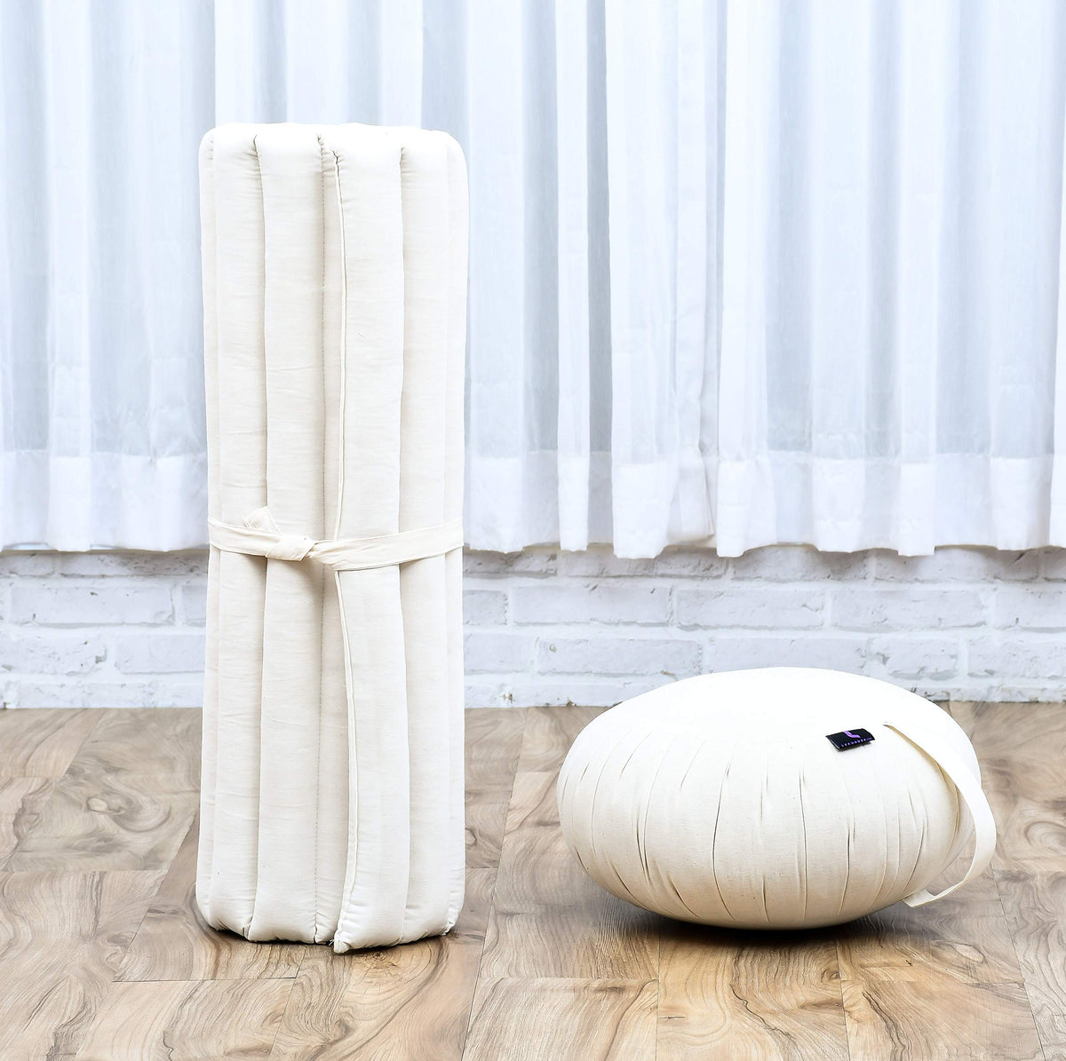 Meditation Cushion Zafu & Zabuton Set 28 x 28 inches Kapok Zazen (Cl01 - Ecru)