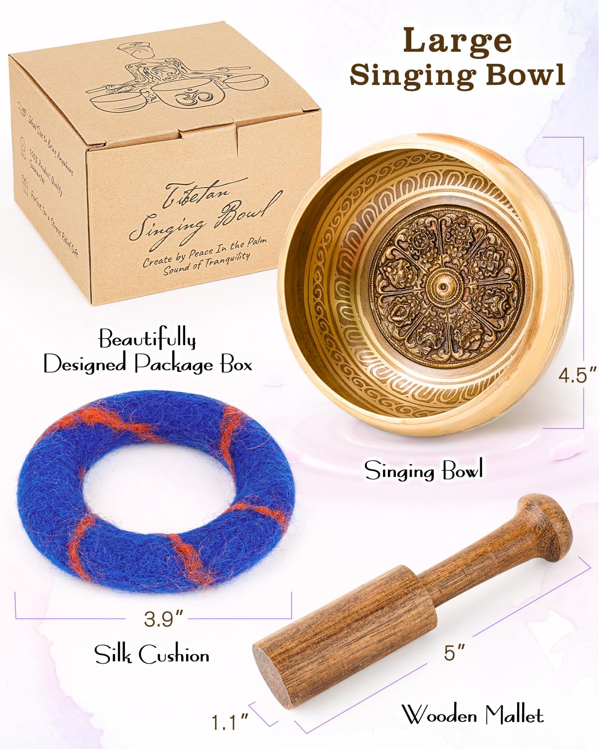 Singing Bowl Authentic Tibetan Sound Bowl for Yoga (Blue(om))