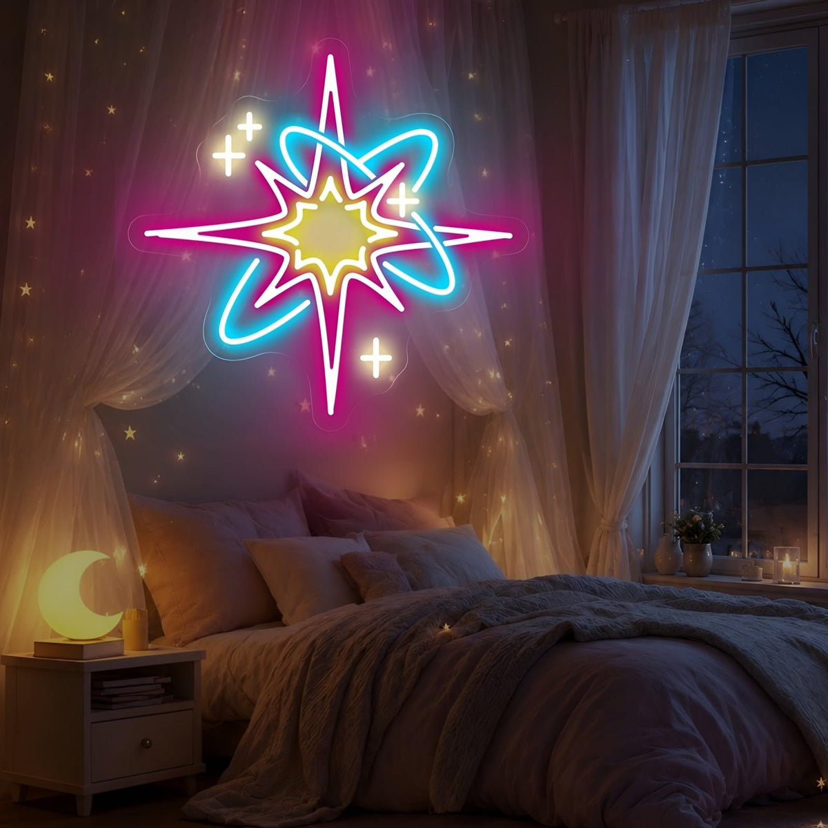 Pink Starburst Neon Sign for Bedroom Living Room (Starburst-Pink)