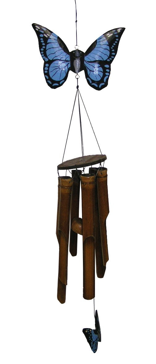 186 Butterfly Wind Chime (Hand Painted Bright Blue Finish)