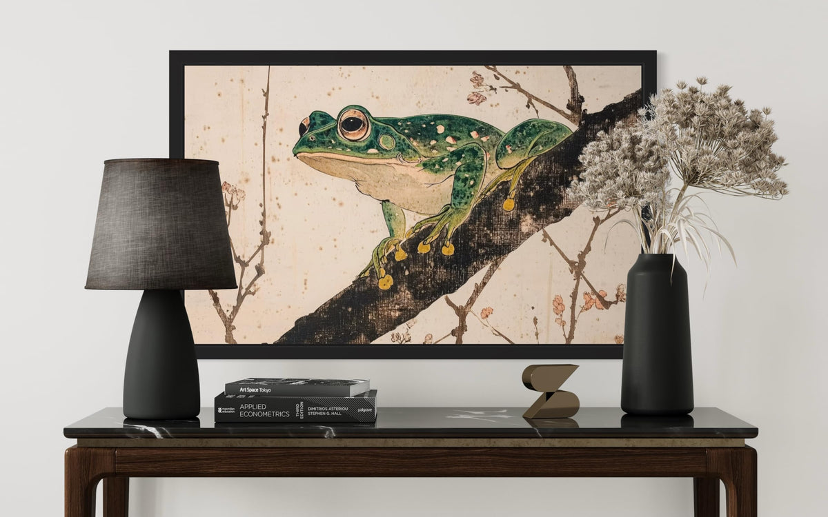 Green Frog Framed Wall Art Print Poster (Green Frog / 20"L x 16"W)