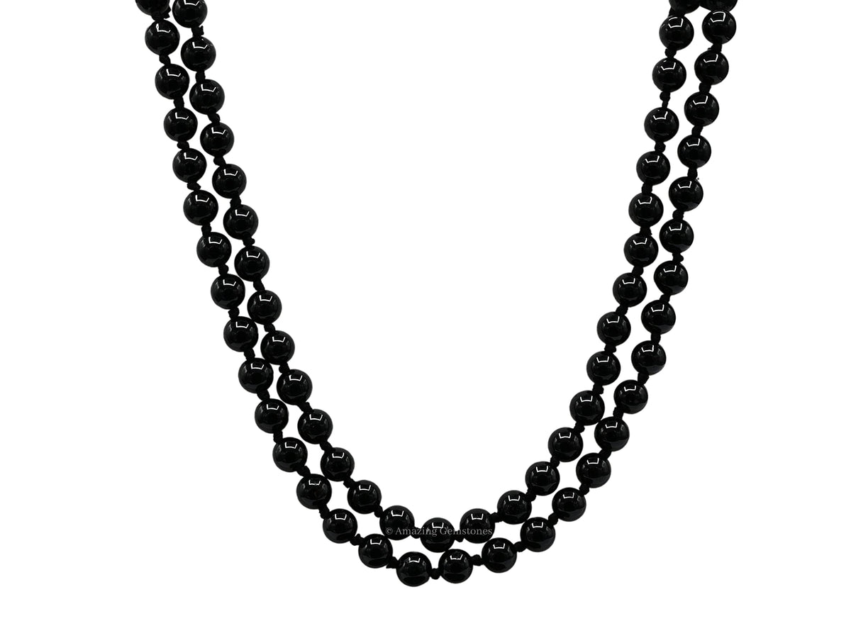 Black Tourmaline Mala Beads (Black Tourmaline / Knotted)