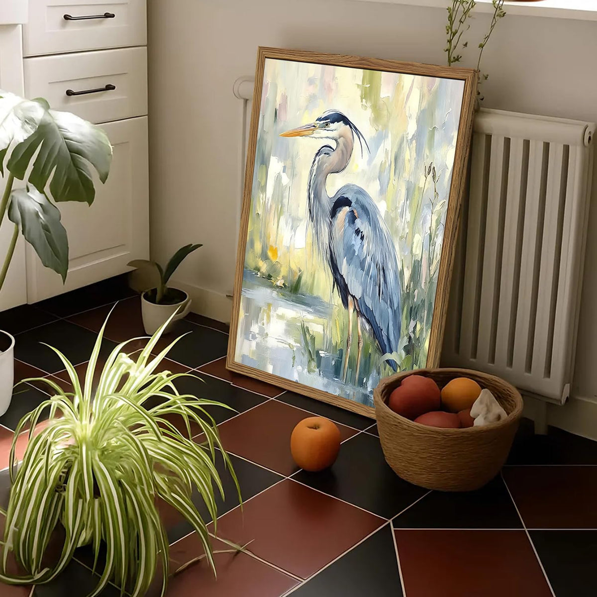 Framed Blue Heron Wall Art (Heron / 16"L x 12"W)