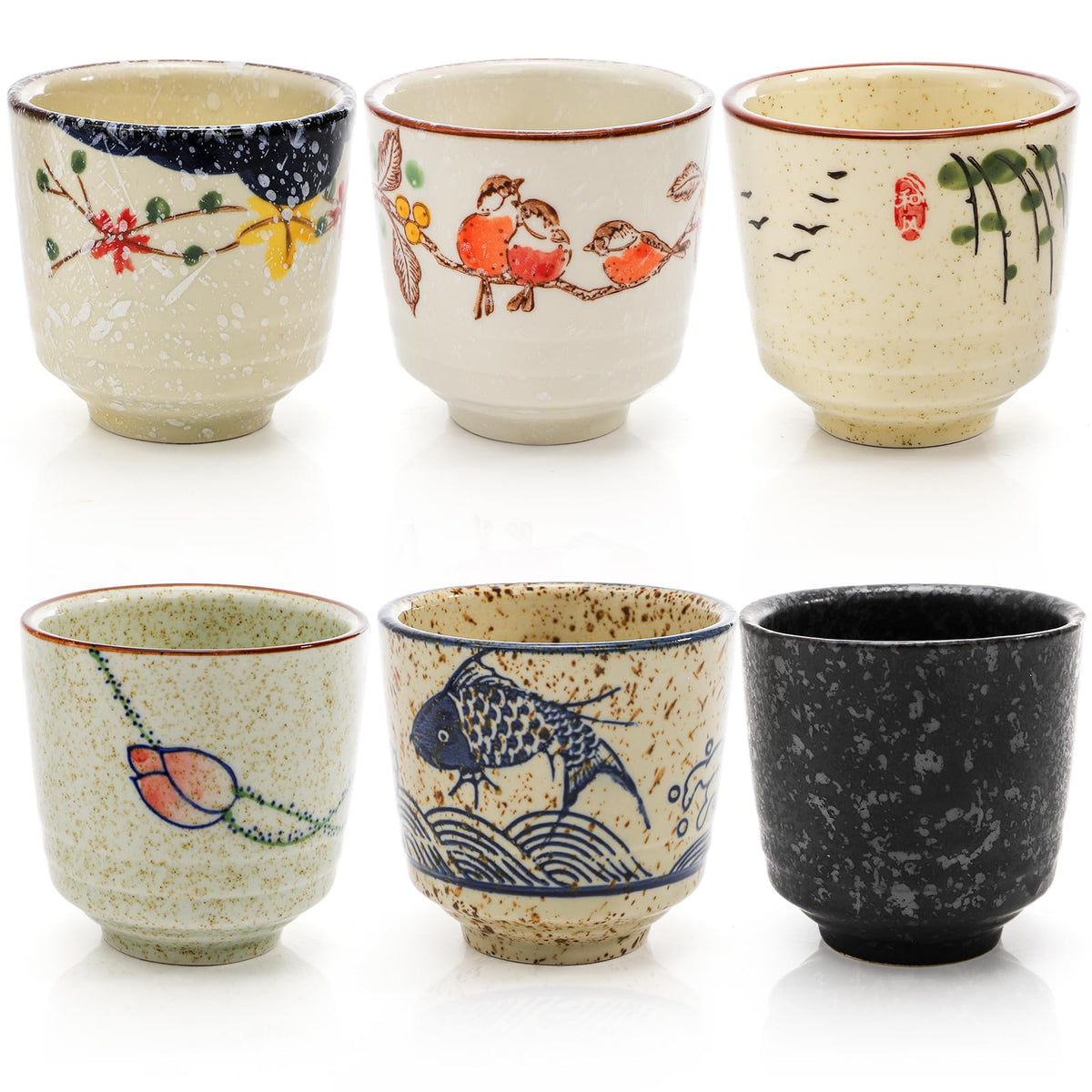 6 Pieces Japanese Tea Cups (3’’D x 2.8’’H)
