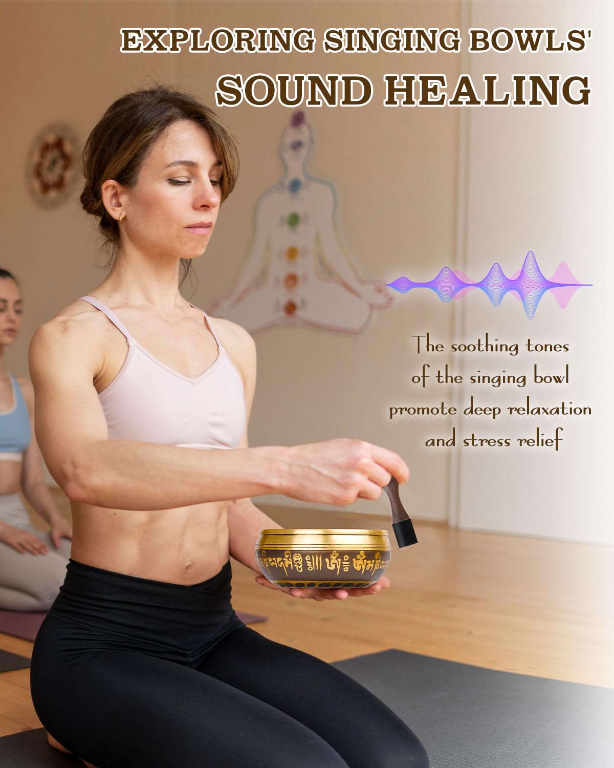 Singing Bowl Authentic Tibetan Sound Bowl for Yoga (Buddha-Black)
