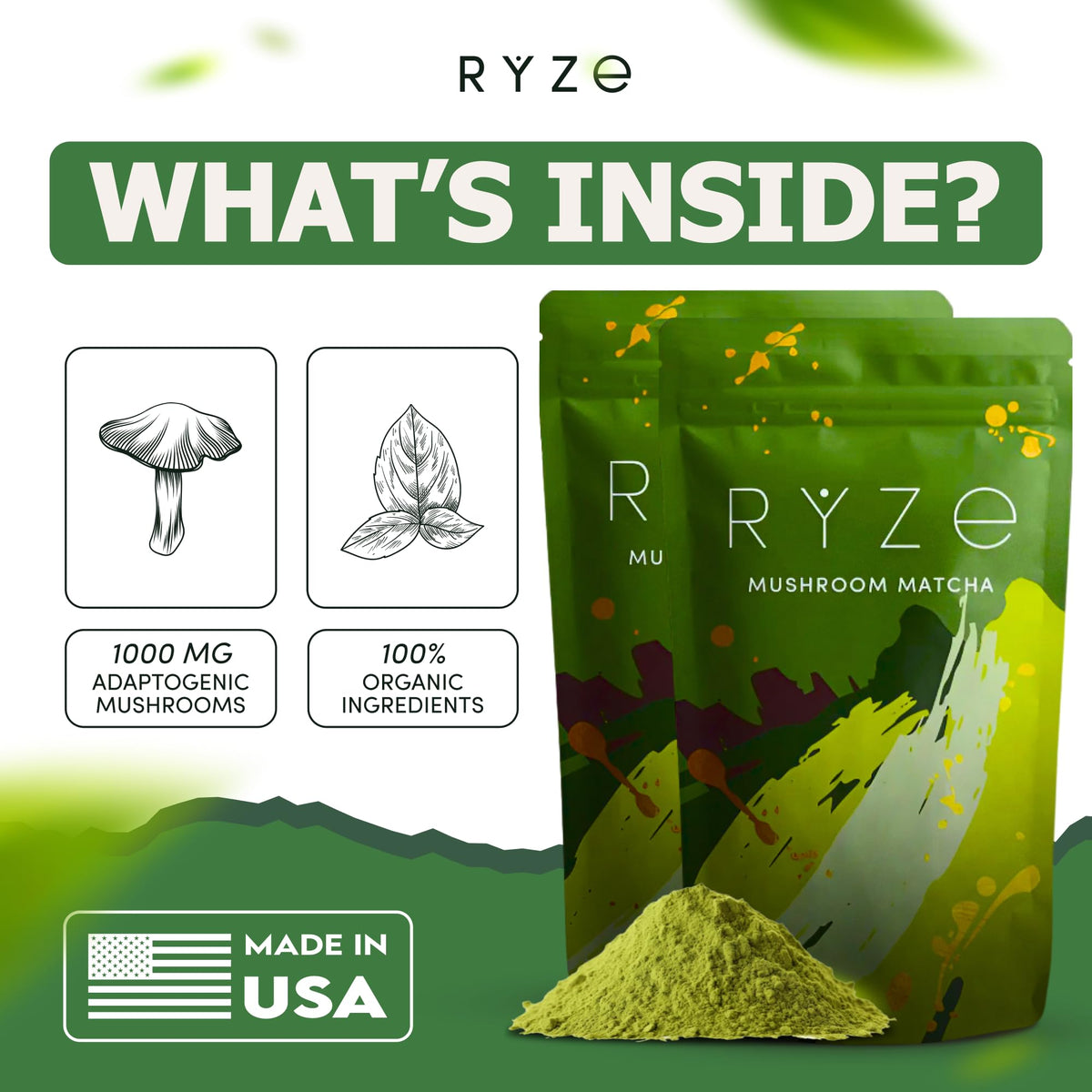 RYZE Mushroom Matcha Starter Kit (12.66 Ounce (Pack of 1))