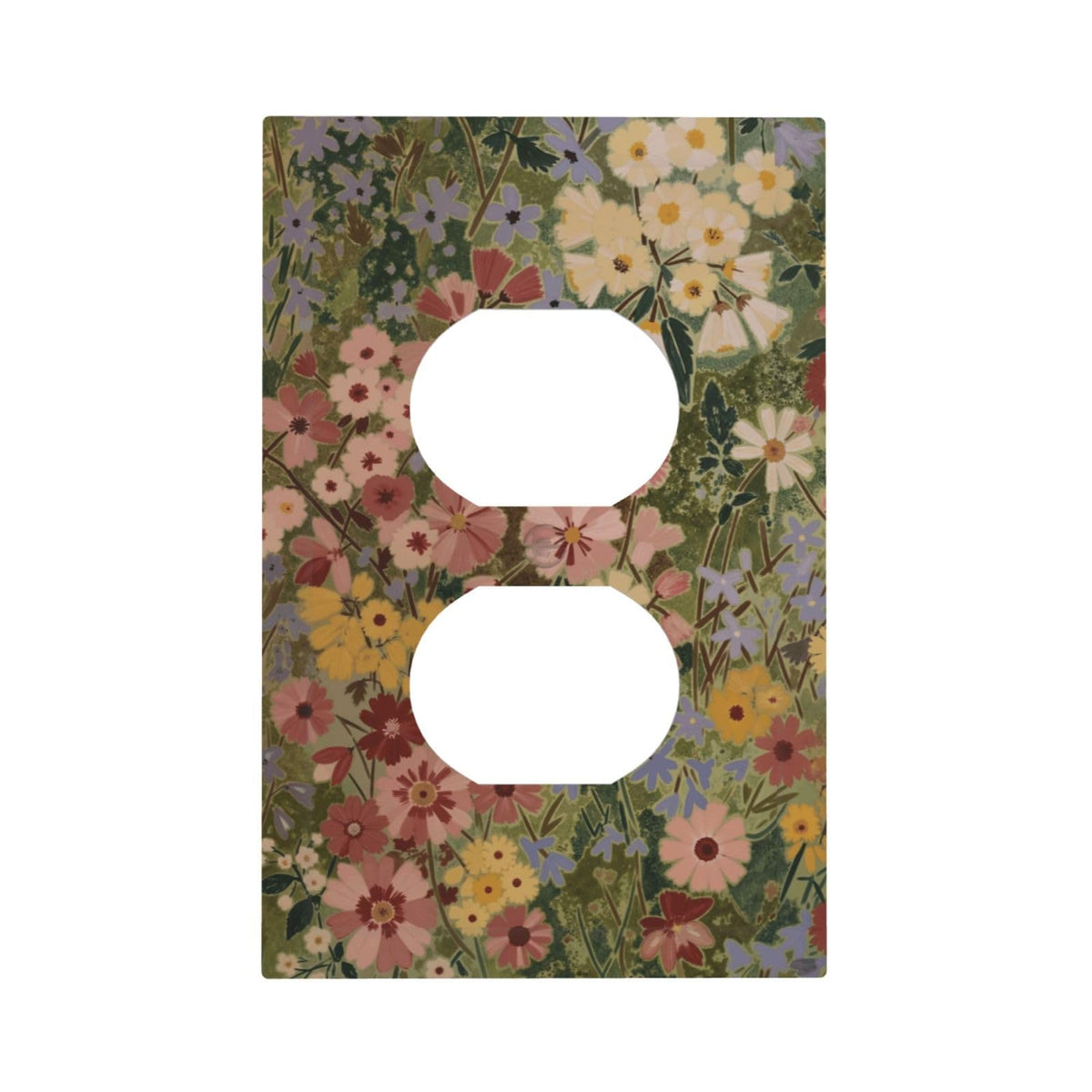 Rustic Colorful Floral Vintage Flower Decorative 1 Gang Receptacle Outlet Cover Electrical Duplex Wall Plate Single Duplex Wall Plate Light Switch Cover (Rustic Colorful Floral Vintage Flower / 1-Gang Duplex Mid)