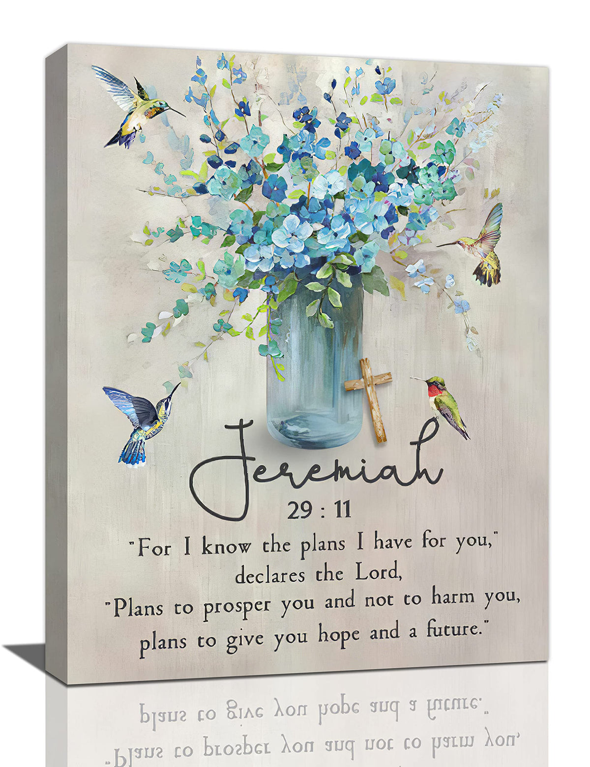 Scripture Jeremiah Wall Art Christian Bible Verses Canvas Prints Painting Bathroom Pictures Framed Gifts Farmhouse Artwork Home Bedroom Decor 8"x12" (12"L x 8"W / Jeremiah Flower Hummingbird)