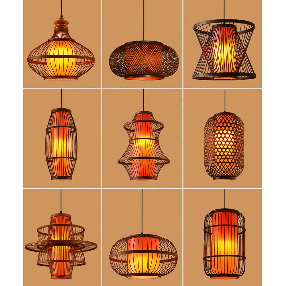 Red Tower Shape Chandelier Lamp Wooden Ceiling Pendant Light (50*45cm)