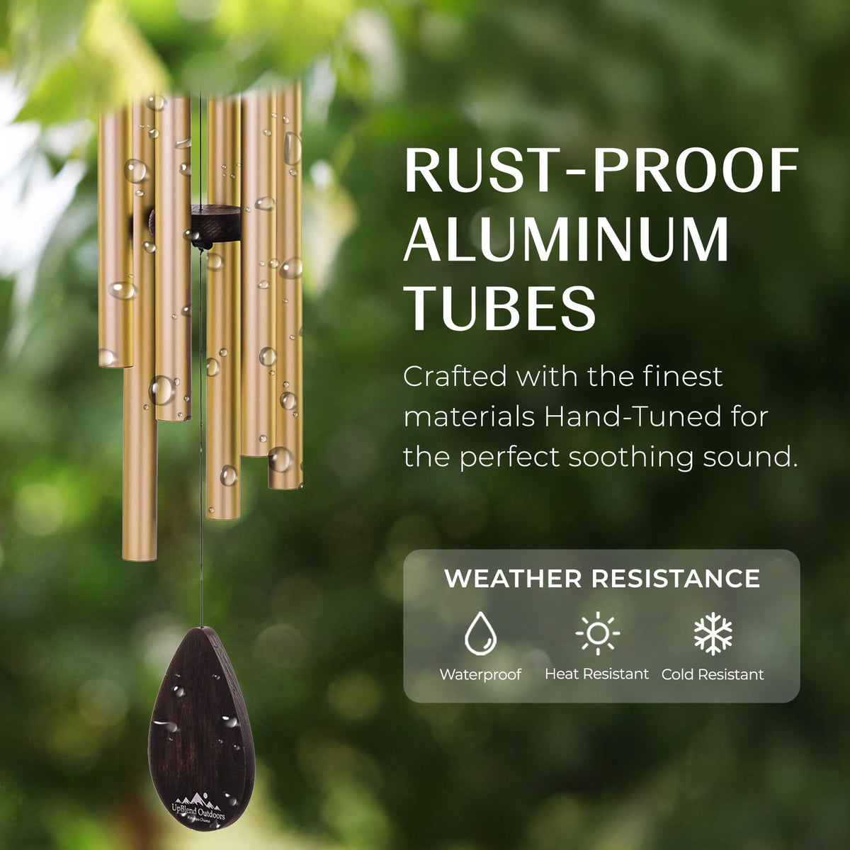UpBlend 28" Gold Aluminum Wind Chimes for Outside (Gold / 28")