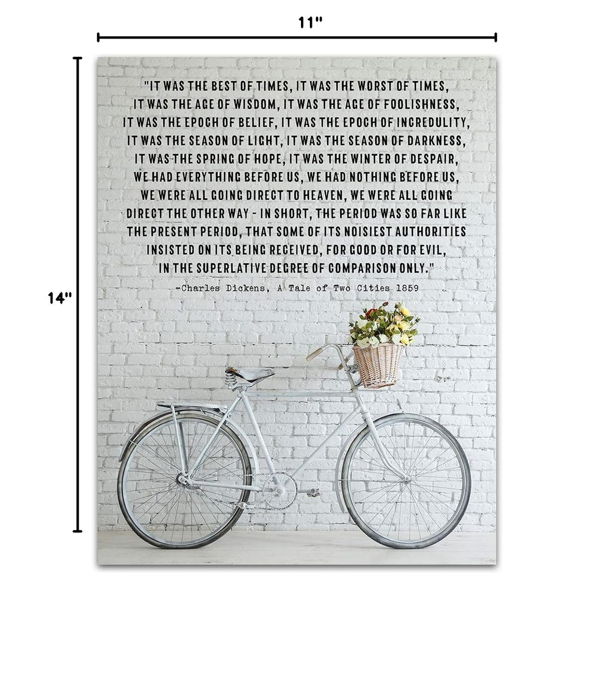 Charles Dickens Inspirational Quotes Wall Art Decor (Vintage Bike)