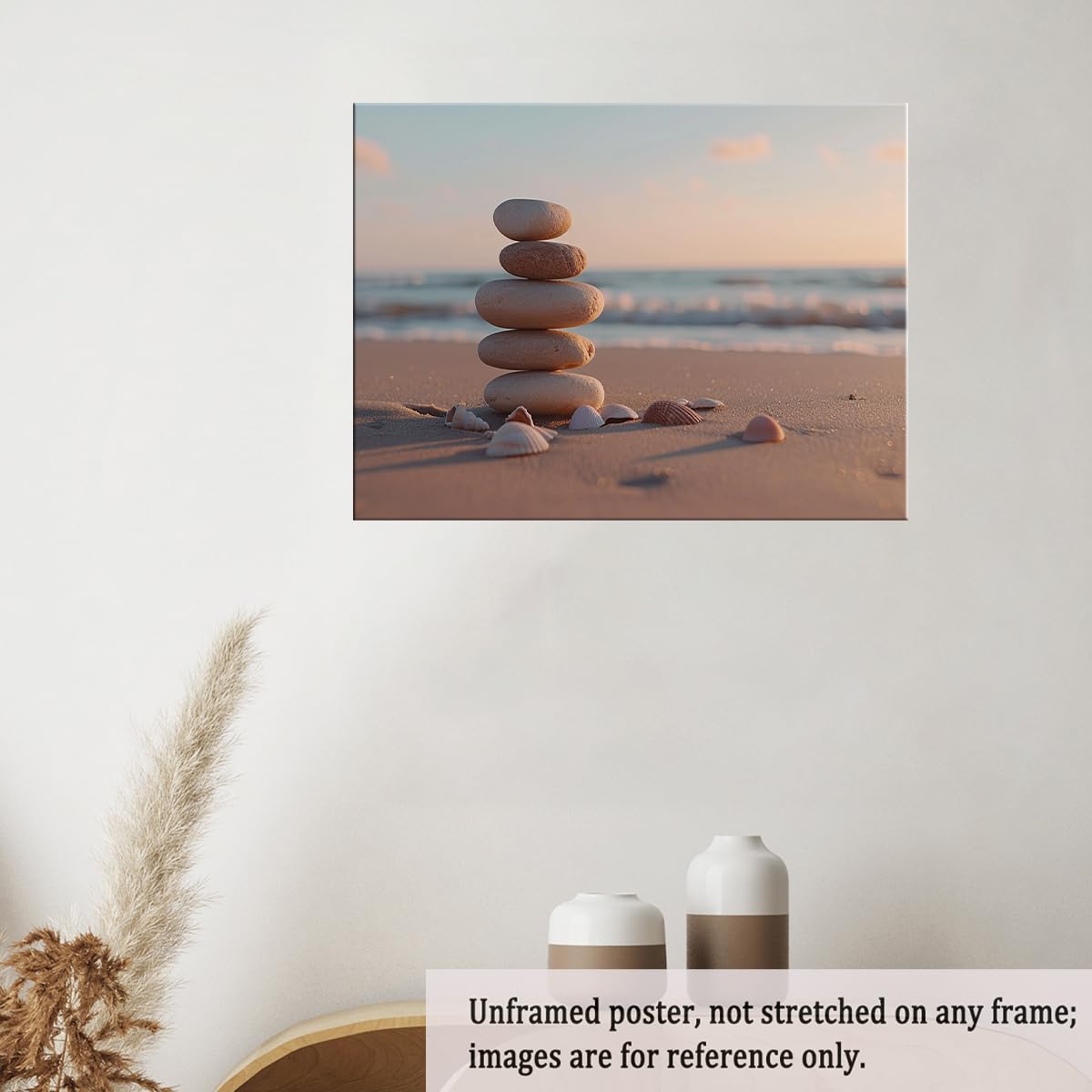 Zen Beach Stones and Shells Wall Art (Unframed-5 / 24"L x 36"W)