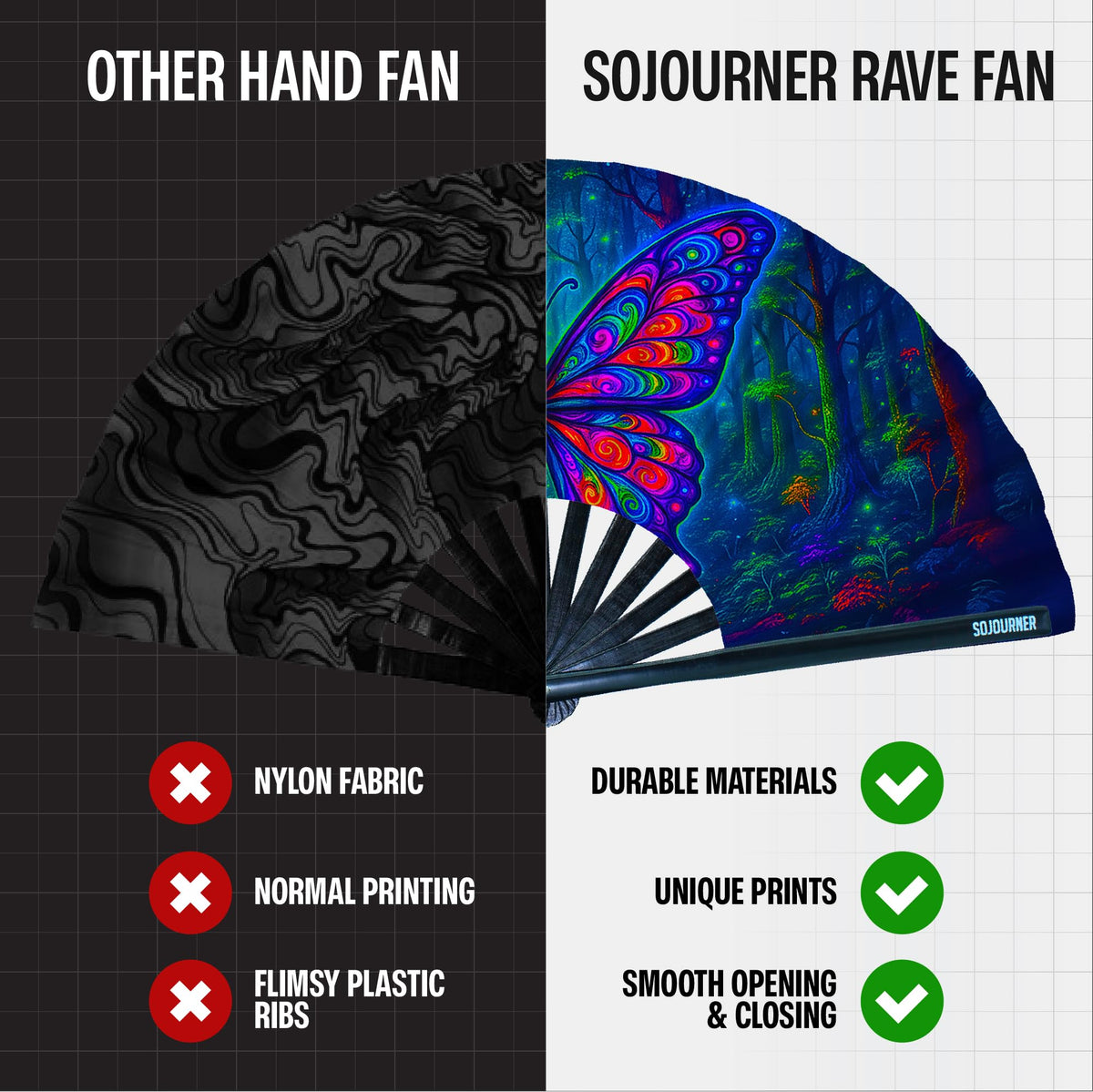 SoJourner Folding Rave Fan (Butterfly)