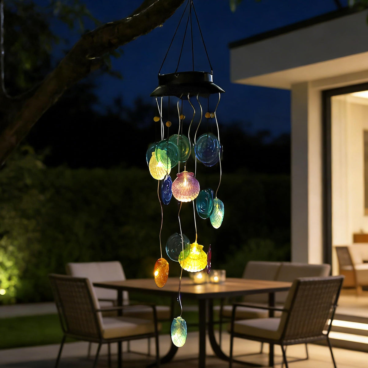 Solar Seashell Wind Chime with LED Light