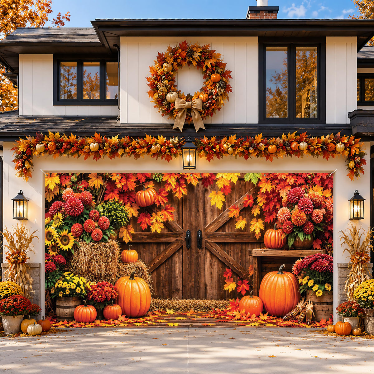 Thanksgiving Garage Door Banner Barn Door 6x13FT Fall Harvest Backdrop (Fall)