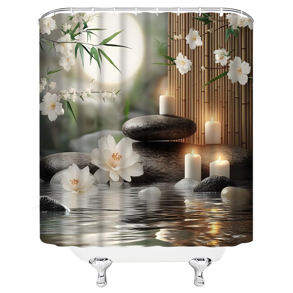 Zen Spa Relaxing Shower Curtain (Green / 70"W x 70"L (Pack of 1))