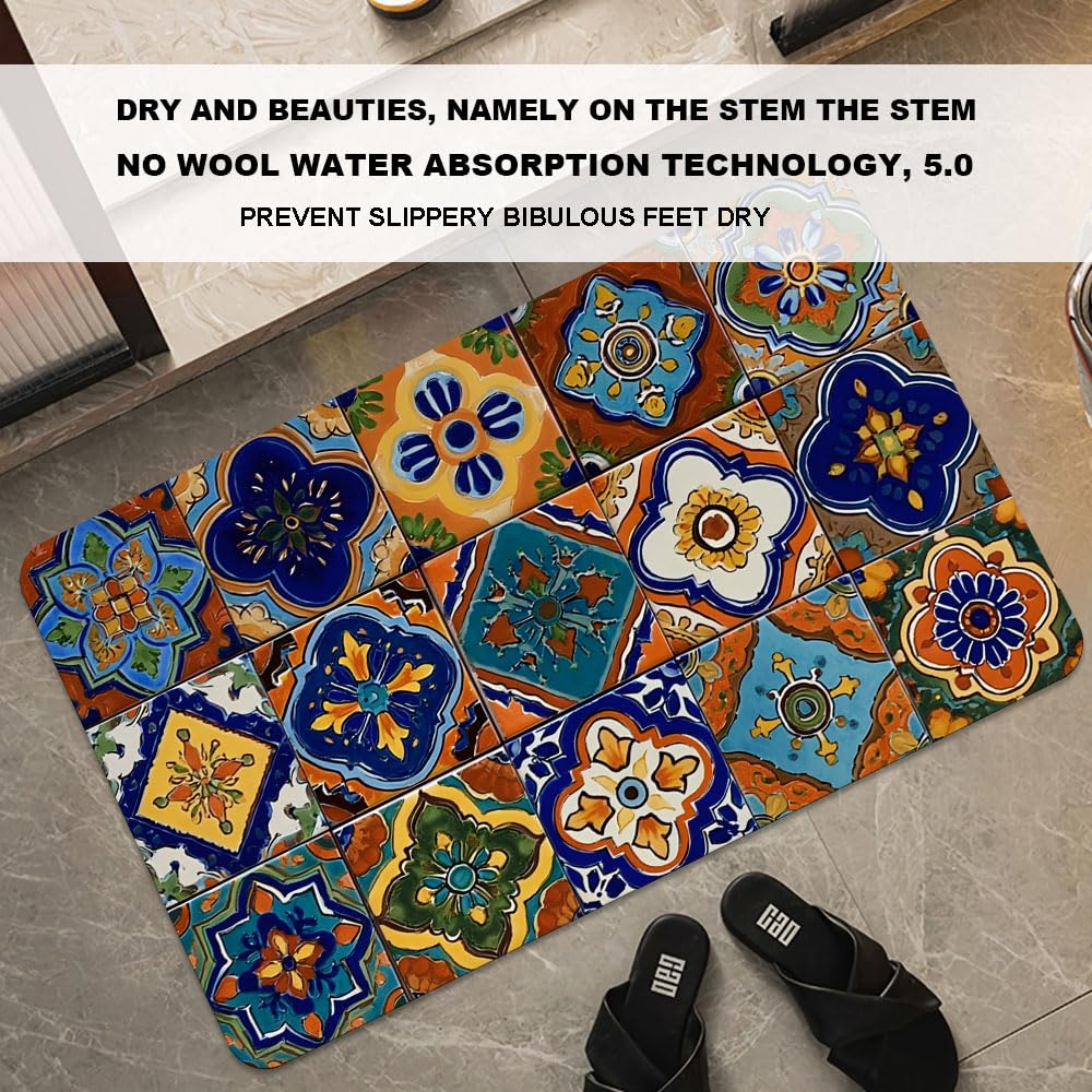 Bath Mat Bathroom Rug (Square Ceramic Tiles / 20 x 31 inches)