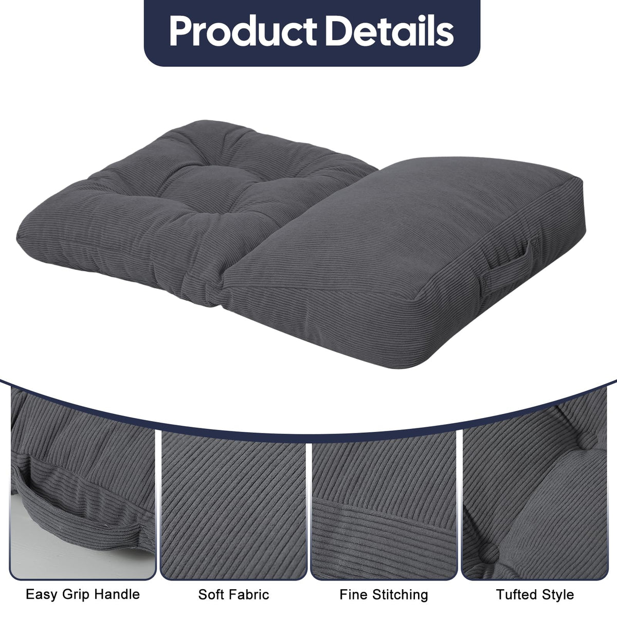 Meditation Cushion (Grey / 6''Thick Rectangular)