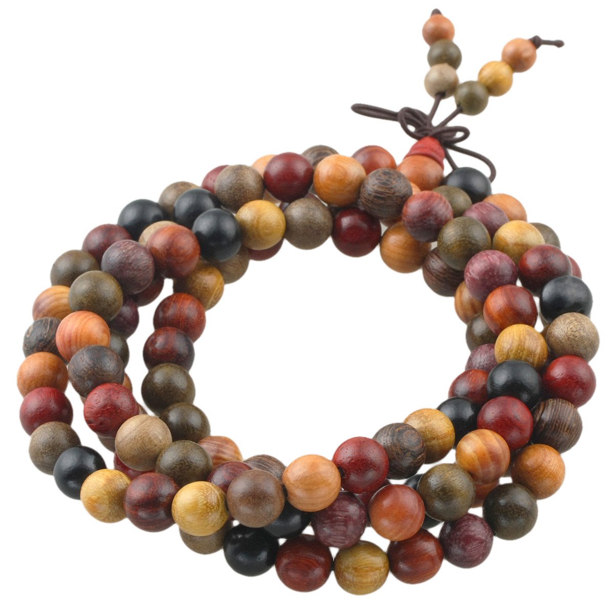 Natural Wood Wrap Bracelet for Women and Men (3-Mixed Sandalwood(8mm))