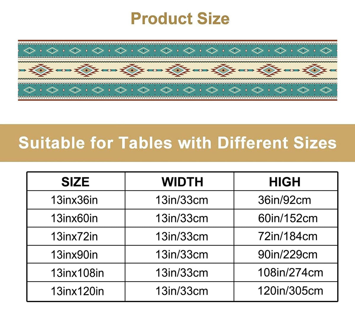 Aztec Table Runner (13x120inch / Aztec 12)
