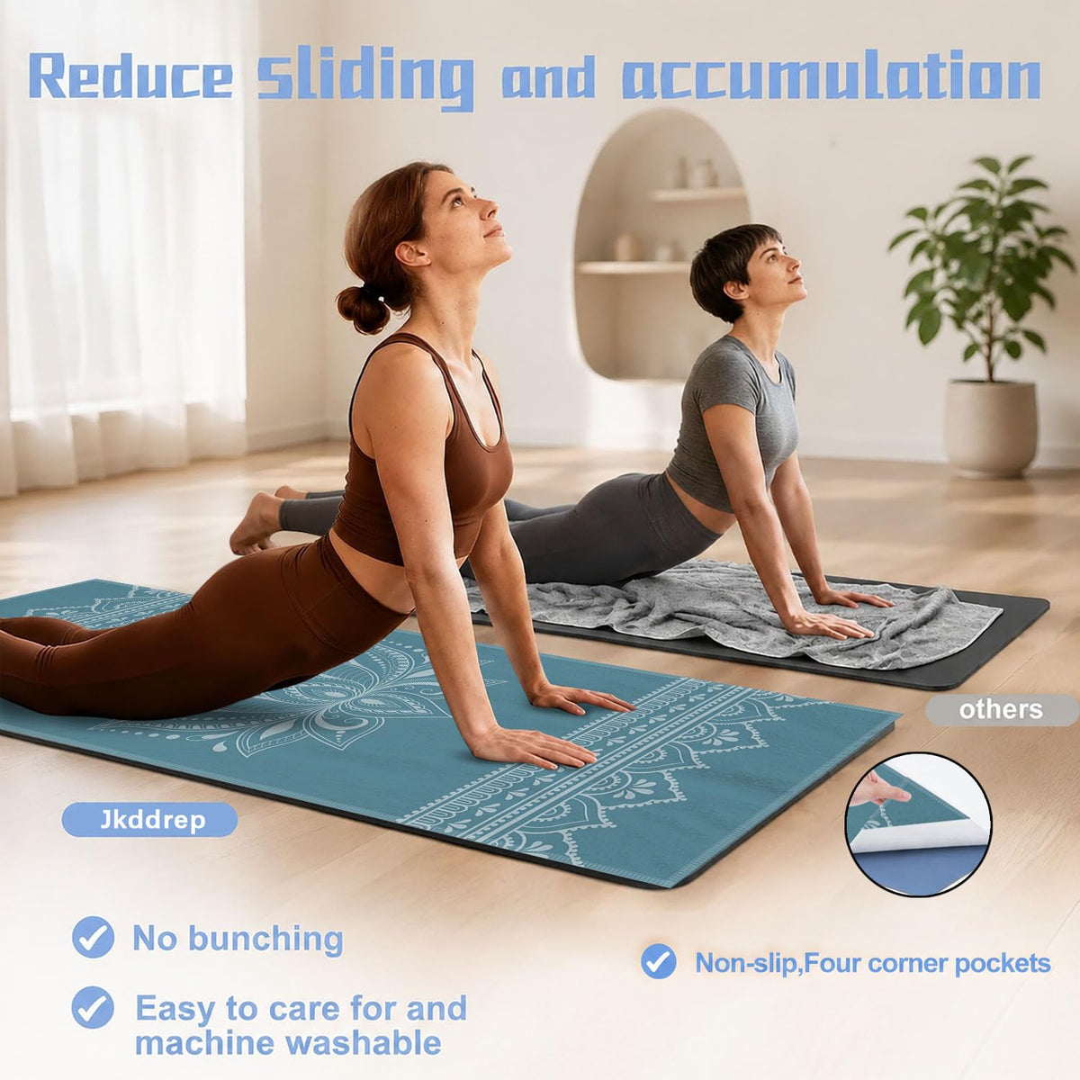 Yoga Mat Towel (Blue Flower-01 / Small)
