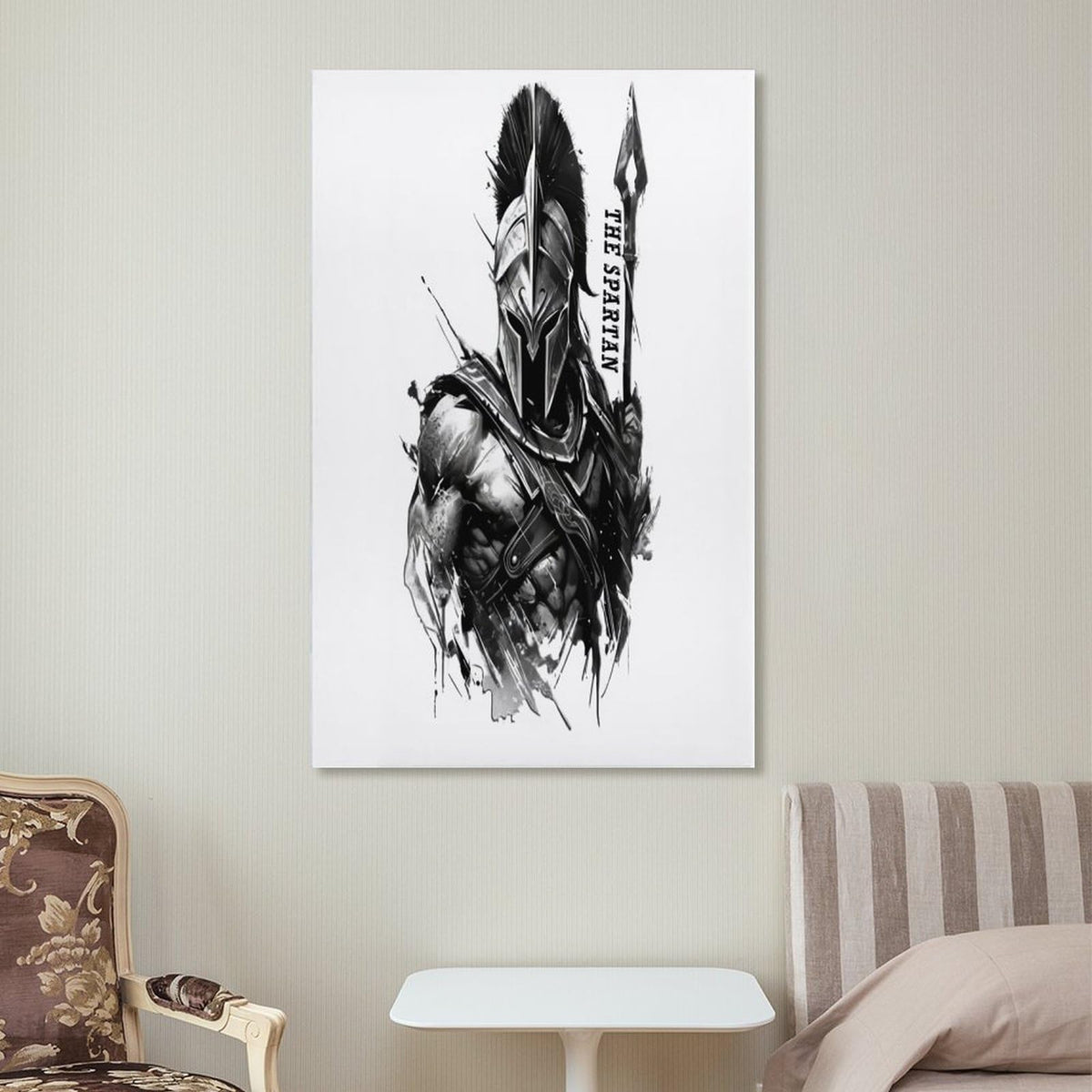 Spartan Warrior Illustration Fitness Gym Canvas Printing Wall Art Prints Wall Decor Posters Black White Gladiator Helmet Nordic Bohemian Living Room Bedroom Office Motivation Decor 08x12inch (style-16 / 08x12inch(20x30cm) Unframe)