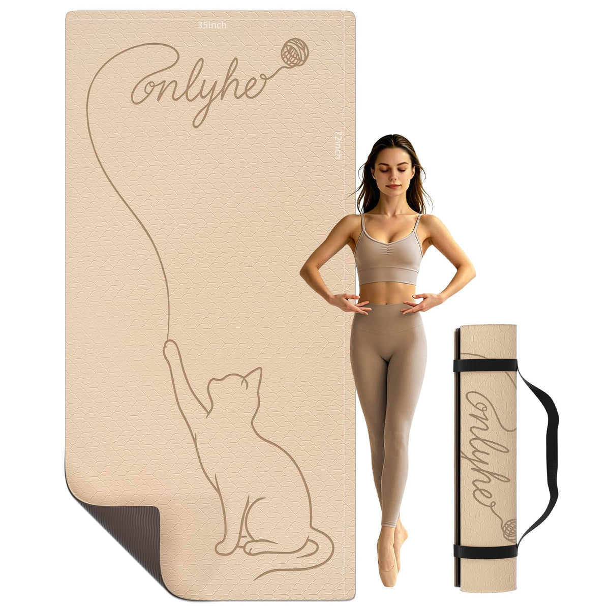 Extra Large Yoga Mat 10mm Thick (Milk coffee + Dark brown)
