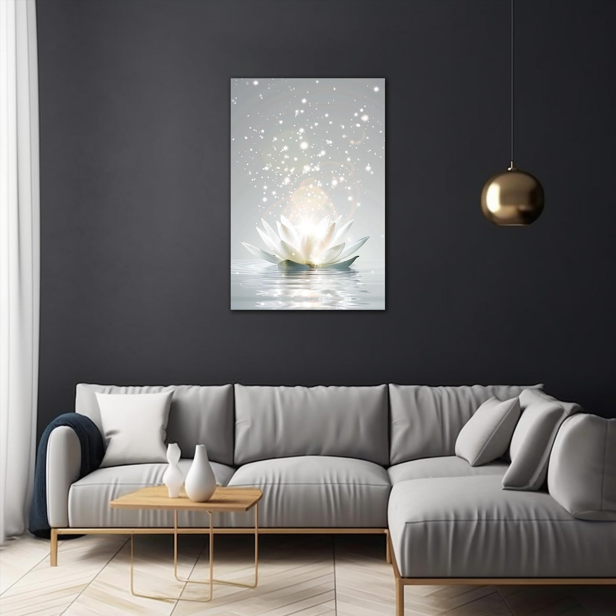 Zen Wall Art White Lotus Flower Canvas Art Print for Spa Bathroom Decor (Zen Stones Canvas Frame-03 / 36"L x 24"W)