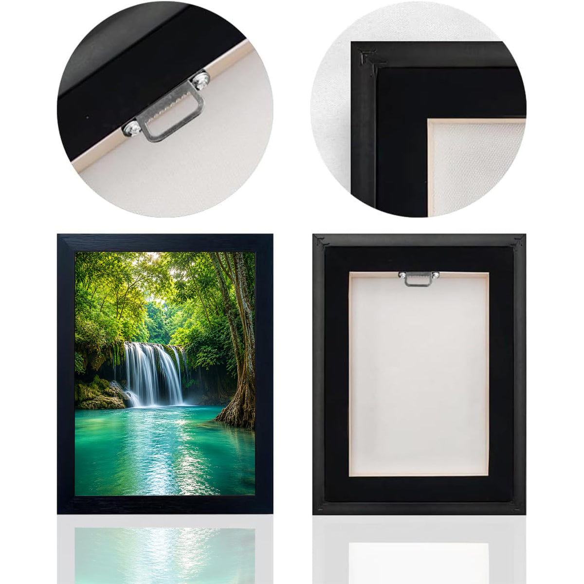 Forest Waterfall Decor Wall Art (Wall Art Framed 30 / 20"L x 16"W)