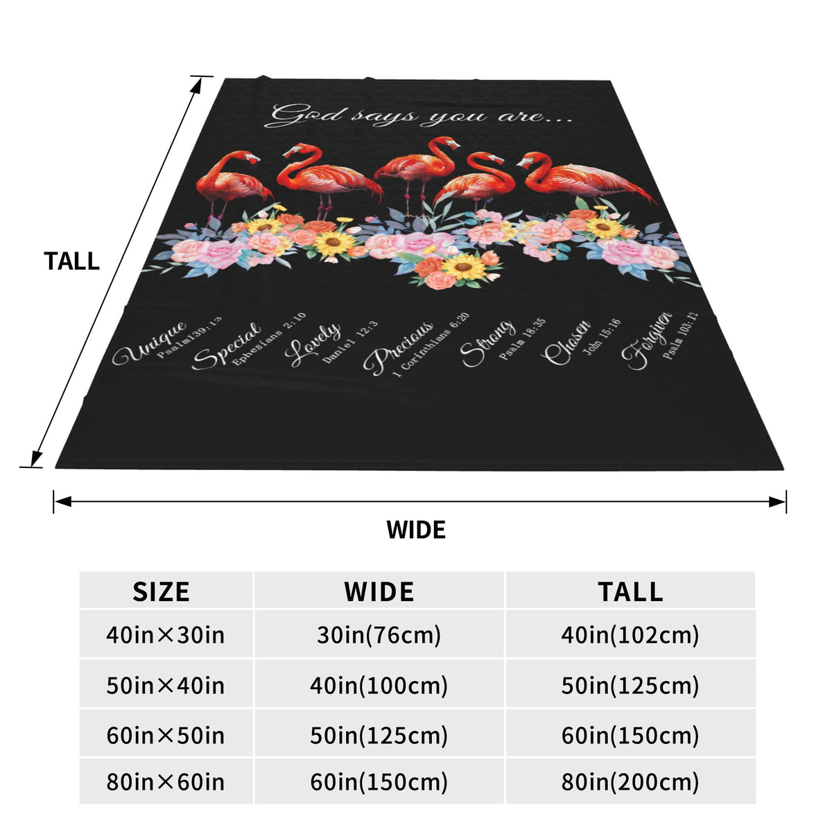 Flamingo Fleece Blanket Religious Christian Gifts Room Decor 60"x80" (Five Flamingos / 60"X80")