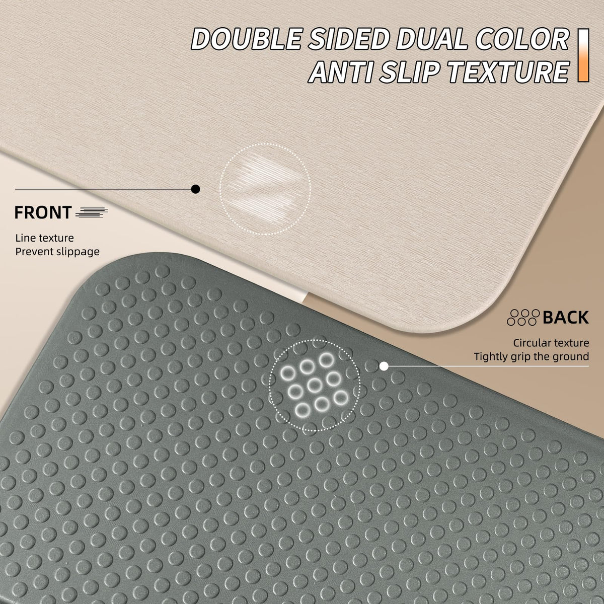 Foldable Yoga Mat 10MM Thick SGS Certified TPE 75x26" Portable (Beige+Dark Gray)