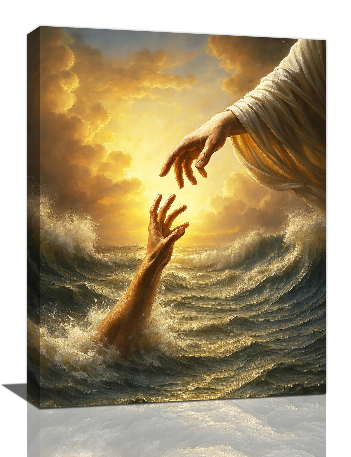 Jesus Wall Art Christian The Hand of God Wall Decor Religious Bible Canvas Paintings Pictures Christ Prints Artwork Framed Decorations For Church Prayer Room Bedroom Living Room Gifts 12" x 16" (Jesus / 16"L x 12"W)