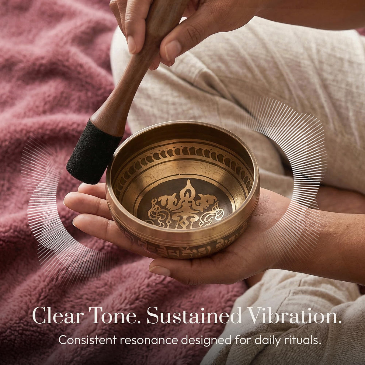 Tibetan Singing Bowl Set (Gold / With Case)