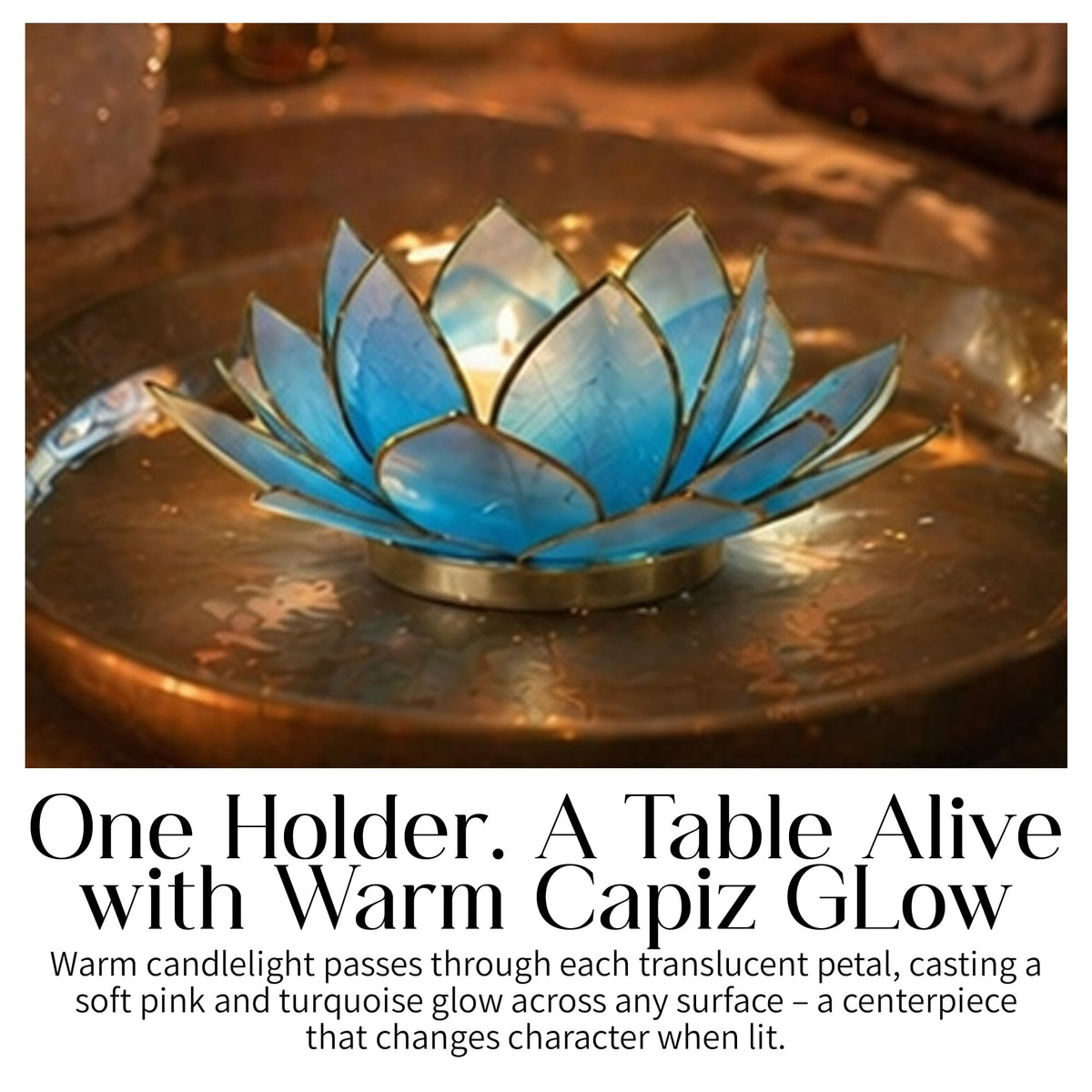 Gemstone Lotus Tea Light Holder (Turquoise / Regular)