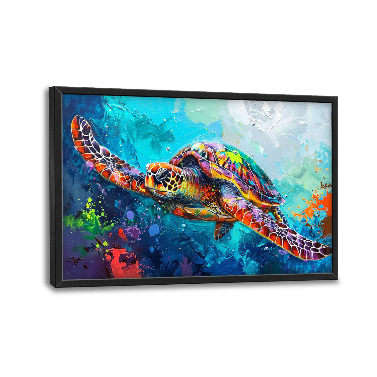 Sea Turtle Extra Large Wall Art Ocean Coastal Framed Wall Decor Swimming Turtle Canvas Painting Pictures for Living Room Bedroom Bathroom Office 24"x36" (Sea Turtle / 36"L x 24"W)
