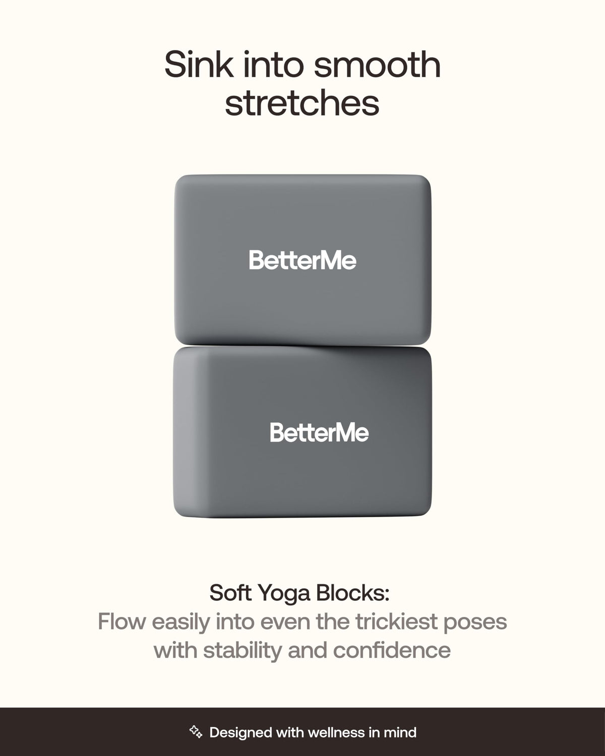 BetterMe Yoga Blocks Set of 2 (Stone Gray)
