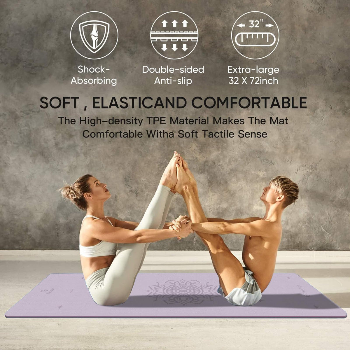 Yoga Mat Non Slip (Lavender Gray / 0.24*32*72 Inches)