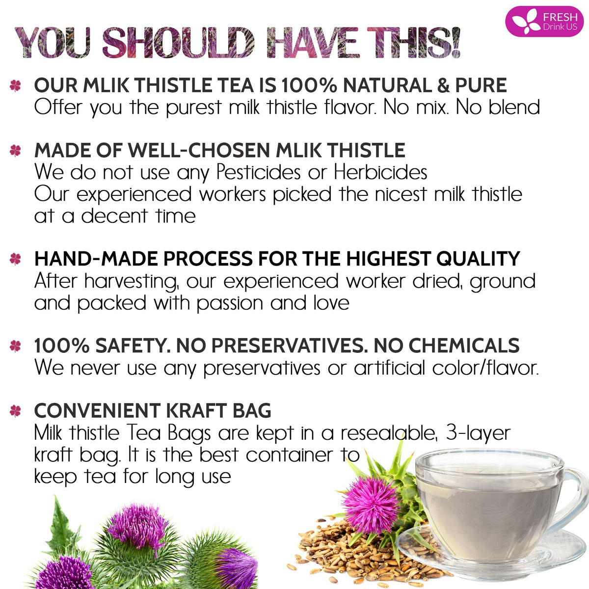 Premium 205 Milk Thistle Tea Bags (205 Tea Bags)