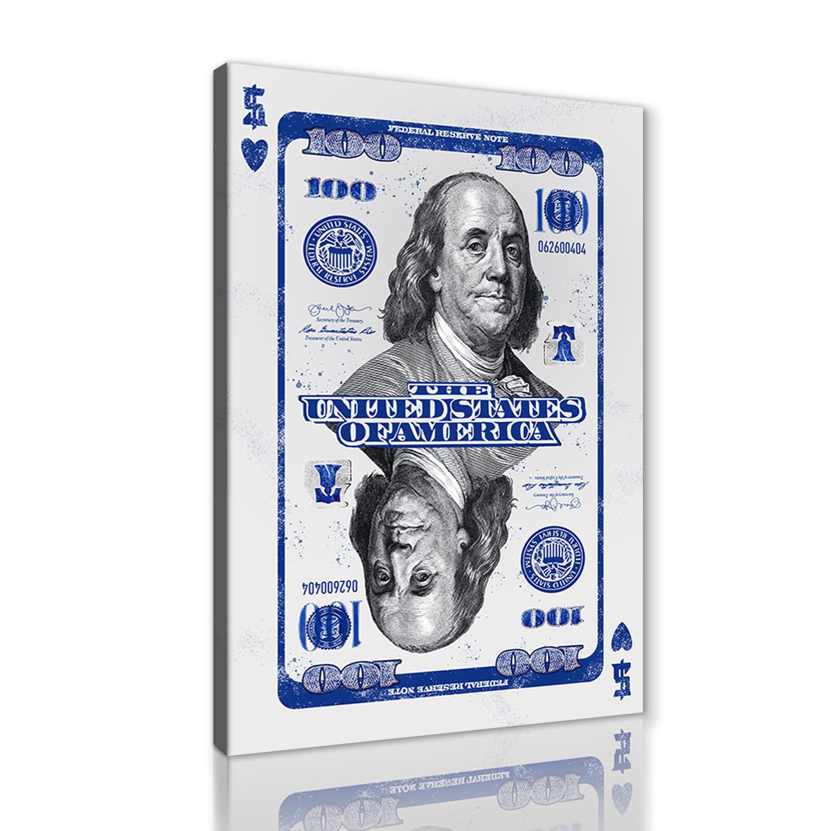 Double Benjamin Franklin 100 Dollar Bill Canvas Print Motivational Money Wall Art (Style_16 / 36"L x 24"W)