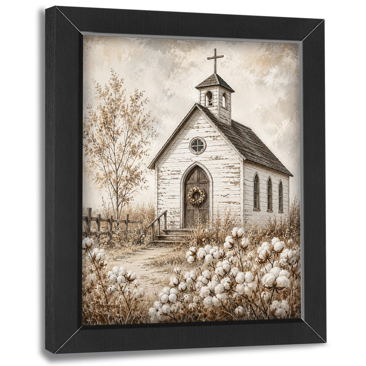 Country Church Decor Wall Art (Wall Art Framed 49 / 16"L x 12"W)