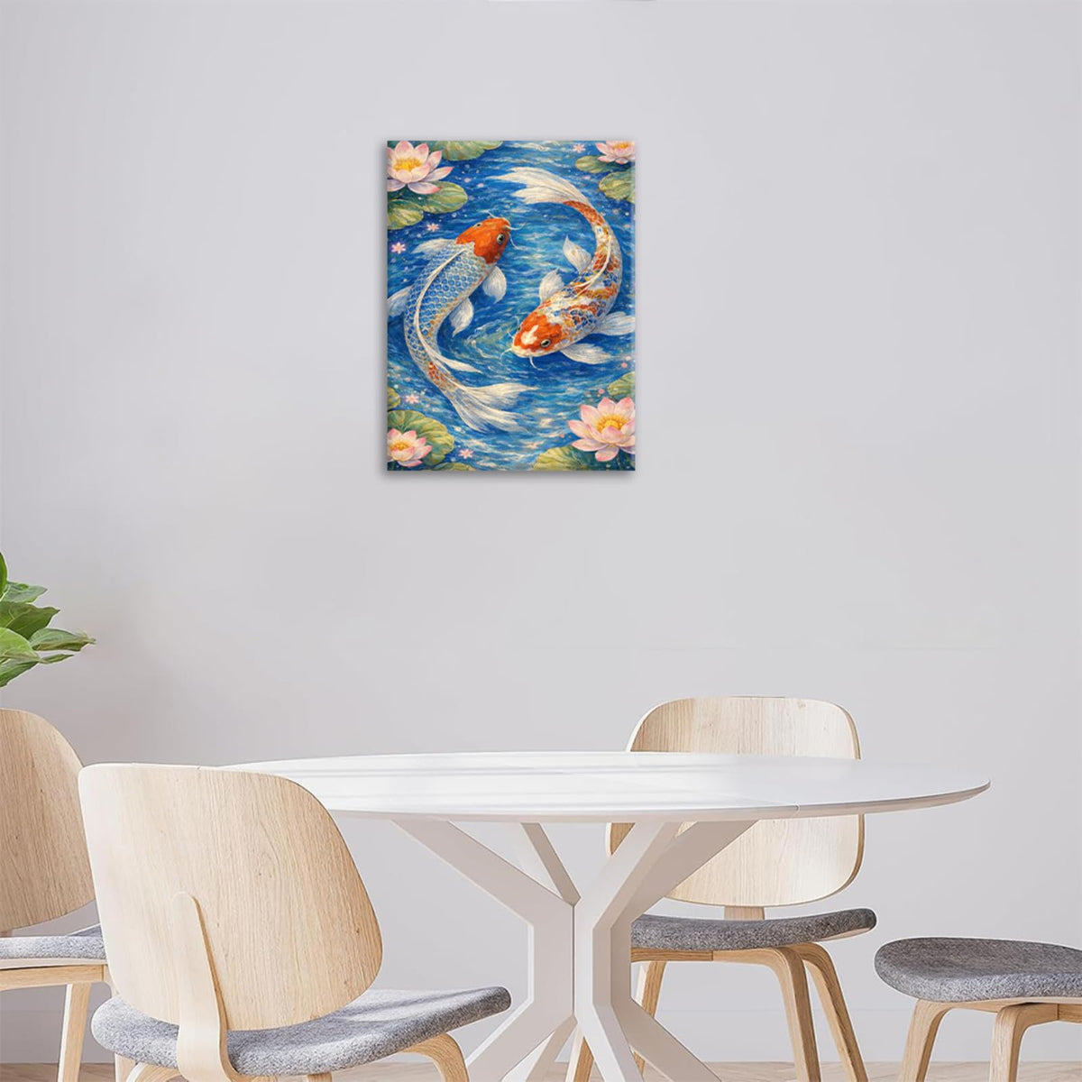 Japanese Koi Fish Wall Art Oriental Lotus Pond Wall Decor Asian Artwork Canvas Painting Pictures for Bathroom Bedroom Living Room 16"x20" (Japanese Koi / 20"L x 16"W)