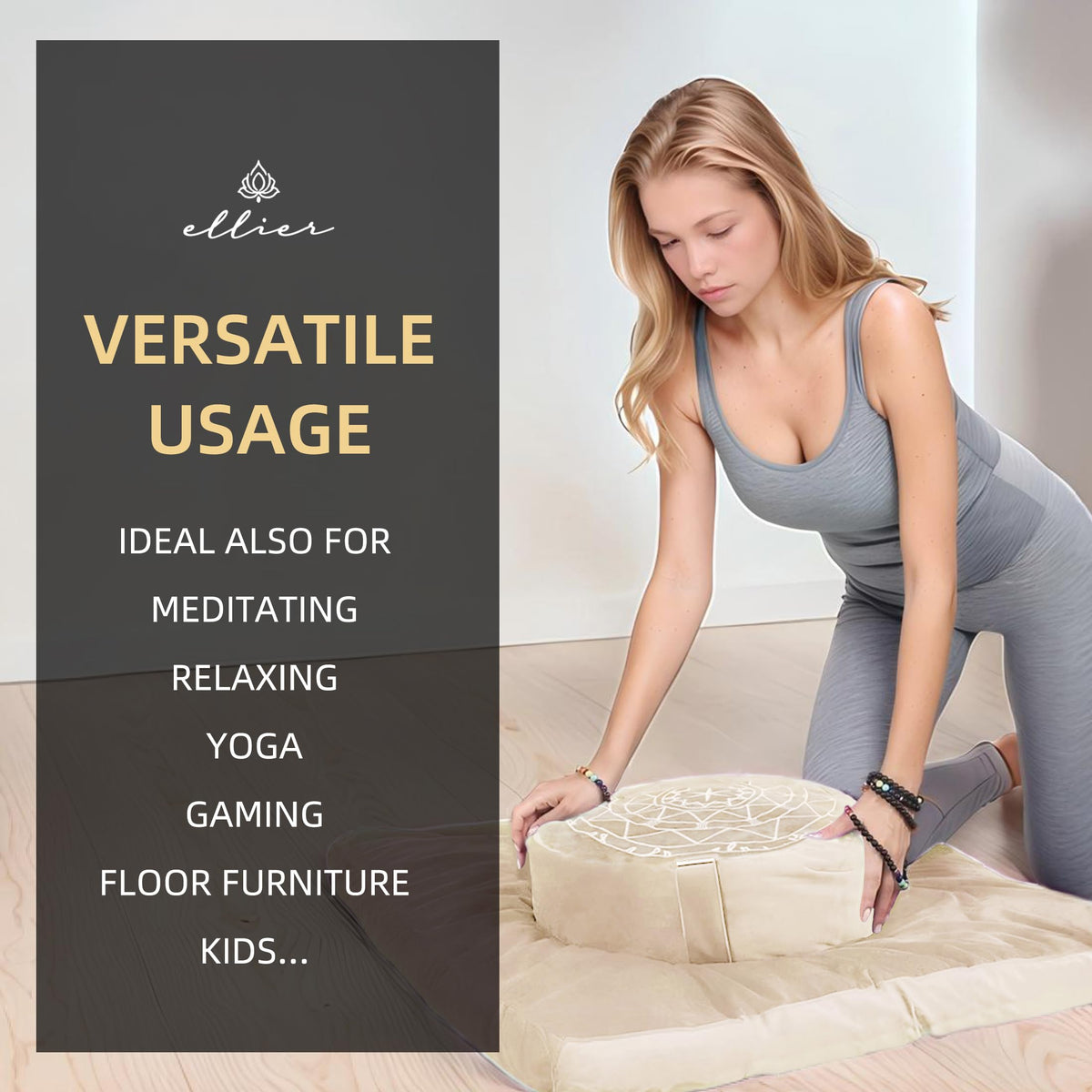 Zafu & Zabuton Meditation Cushion Set (Khaki)