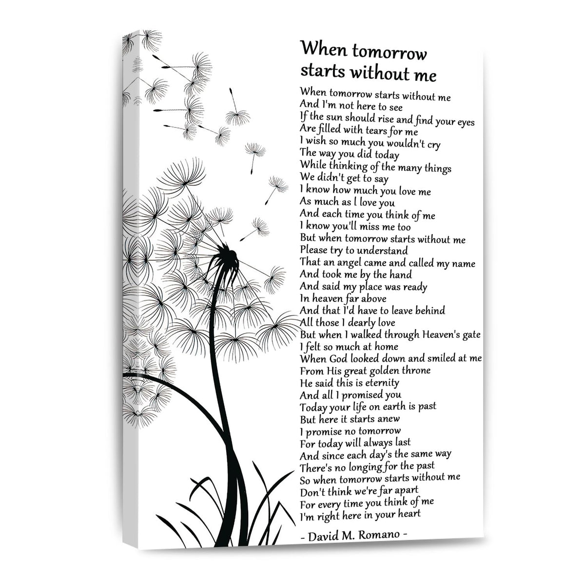 When Tomorrow Starts Without Me Canvas Wall Art Poster Sympathy Gifts for Loss of Loved One Bereavement Painting for Home Decor Grief Memorial Print Home Office Living Room Decor Framed 16 * 24 Inch (24"L x 16"W / White 8)